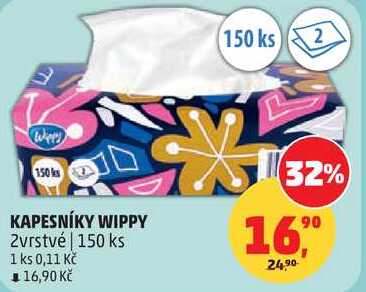 KAPESNÍKY WIPPY, 2vrstvé, 150 ks Penny Market