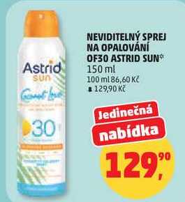 NEVIDITELNÝ SPREJ NA OPALOVÁNÍ OF30 ASTRID SUN, 150 ml