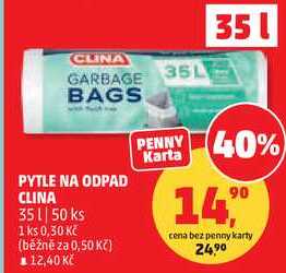 PYTLE NA ODPAD CLINA, 35 l, 50 ks Penny Market