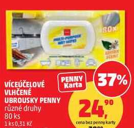 VÍCEÚČELOVÉ VLHČENÉ UBROUSKY PENNY různé druhy, 80 ks Penny Market
