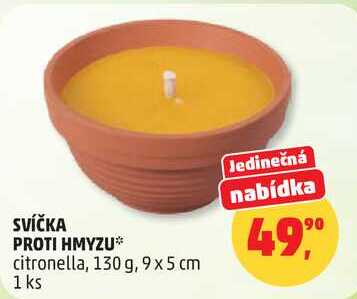 SVÍČKA PROTI HMYZU, citronella, 130 g, 9x5 cm, 1 ks