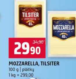 MOZZARELLA, TILSITER 100 g plátky