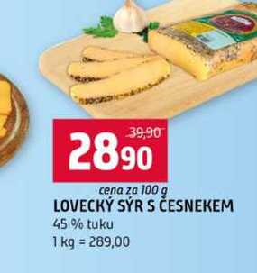 LOVECKÝ SÝR S ČESNEKEM 45% tuku 100g