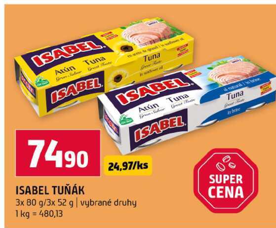 ISABEL TUŇÁK 3x 80 g 3x 52 g vybrané druhy
