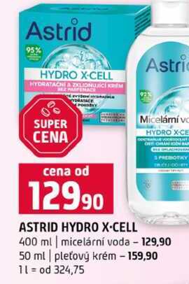 ASTRID HYDRO X-CELL 400 ml micelární voda 50 ml pleťový krém Terno