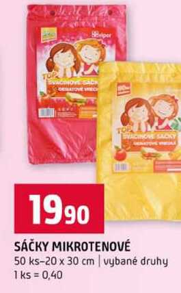 SÁČKY MIKROTENOVÉ 50 ks-20 x 30 cm vybané druhy Terno
