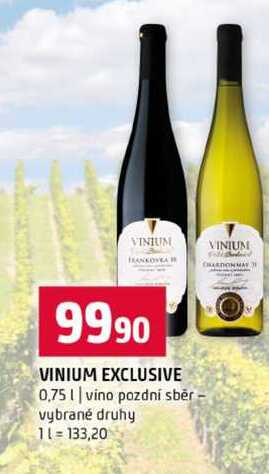 VINIUM EXCLUSIVE 0,75l vino pozdní sběr vybrané druhy