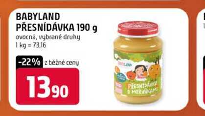 BABYLAND PŘESNÍDÁVKA 190 g ovocná, vybrané druhy Terno