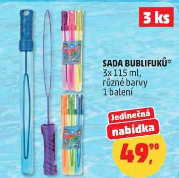 SADA BUBLIFUKŮ, 3x 115 ml, různé barvy, 1 balení Penny Market