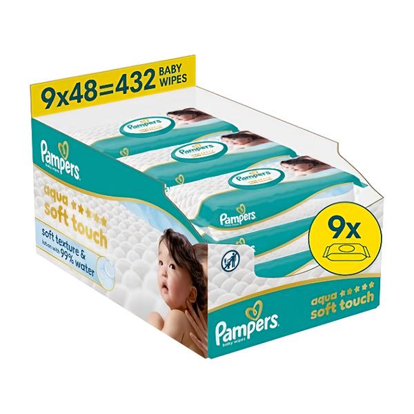 Pampers Ubrousky Aqua Soft Touch (9x 48) Košík.cz