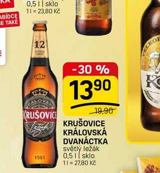 KRUŠOVICE KRÁLOVSKÁ DVANÁCTKA světlý ležák 0,5l