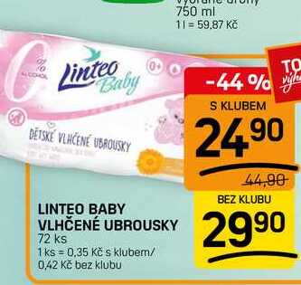 LINTEO BABY VLHČENÉ UBROUSKY 72 ks FLOP TOP