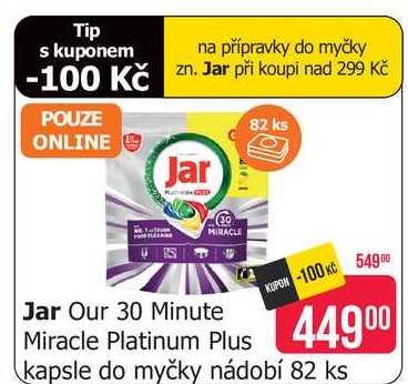 Jar Our 30 Minute Miracle Platinum Plus kapsle do myčky nádobí 82 ks
