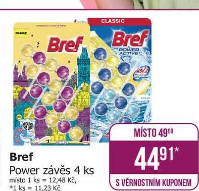 Bref Power Aktiv WC blok 4x50ml, vybrané druhy 200g