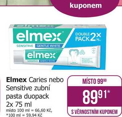 Elmex Caries Protection Pasta s aminfluoridem 2x75ml Teta drogerie