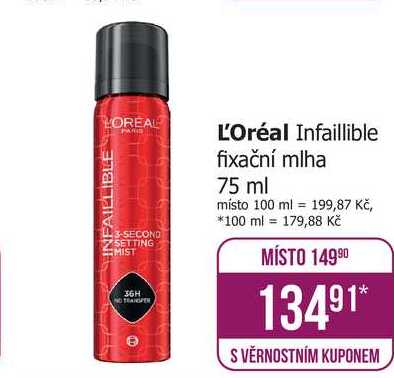L'Oréal Infaillible fixační mlha 75 ml Teta drogerie