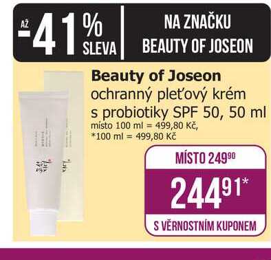 Beauty of Joseon ochranný pleťový krém s probiotiky SPF 50, 50 ml Teta drogerie