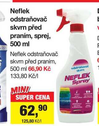 Neflek odstraňovač skvrn před praním, sprej, 500 ml Šlak