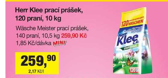 Herr Klee prací prášek, 120 praní, 10 kg Šlak