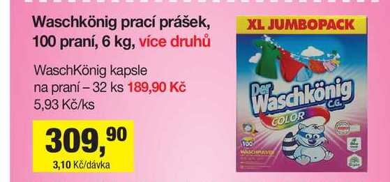 Waschkönig prací prášek, 100 praní, 6 kg