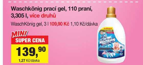 Waschkönig prací gel, 110 praní, 3,305 l