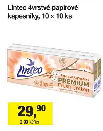 Linteo 4vrstvé papírové kapesníky, 10 x 10 ks Šlak