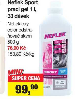 Neflek Sport prací gel 1 I, 33 dávek Šlak