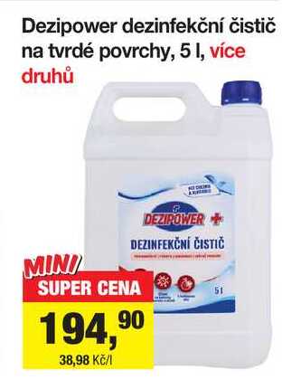 Dezipower dezinfekční čistič na tvrdé povrchy, 5 I Šlak