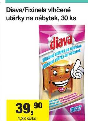 Diava/Fixinela vlhčené utěrky na nábytek, 30 ks Šlak
