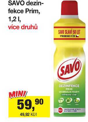 SAVO dezinfekce Prim, 1,2 l Šlak