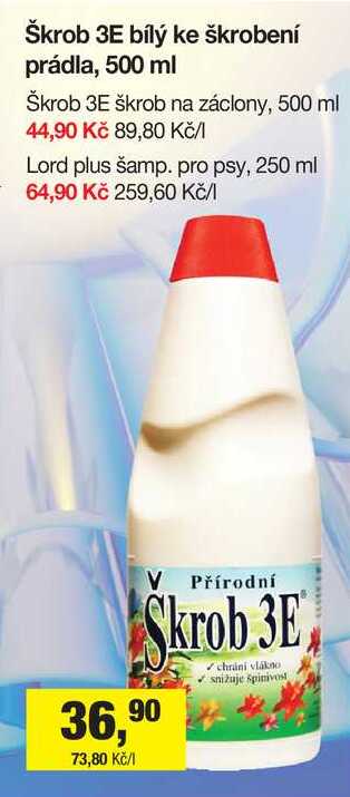 Škrob 3E bílý ke škrobení prádla, 500 ml Šlak