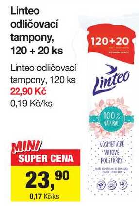Linteo odličovací tampony, 120 + 20 ks Šlak
