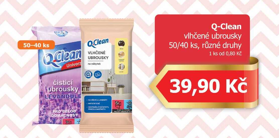 Q-Clean vlhčené ubrousky 50/40 ks, různé druhy Teta drogerie
