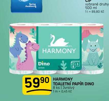 HARMONY TOALETNÍ PAPÍR DINO 8 ks | 3vrstvý FLOP