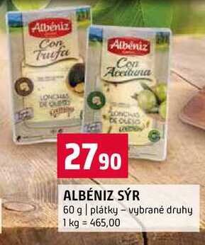 ALBÉNIZ SÝR 60 g plátky vybrané druhy 