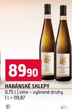 HABÁNSKÉ SKLEPY 0,75l víno vybrané druhy 