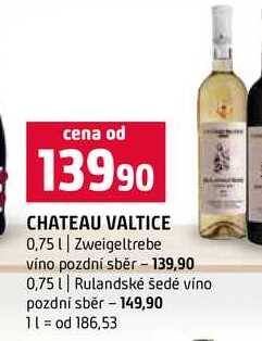 CHATEAU VALTICE 0,75l Zweigeltrebe vino pozdní sběr 0,75l Rulandské šedé víno pozdní sběr 