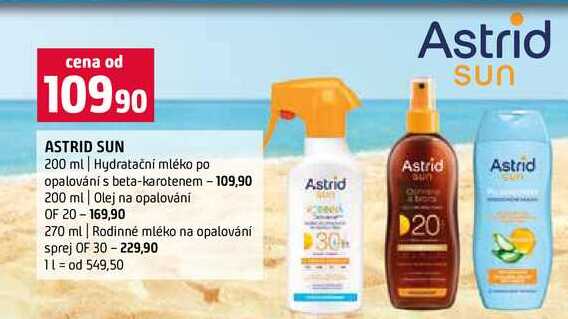 ASTRID SUN 200 ml Hydratační mléko po Astrid Astrid opalování s beta-karotenem 200 ml Olej na Terno