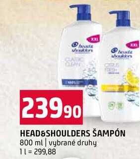 HEAD&SHOULDERS ŠAMPÓN 800 ml vybrané druhy Terno