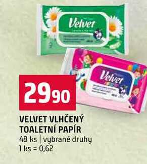 VELVET VLHČENÝ TOALETNÍ PAPÍR 48 ks vybrané druhy Terno