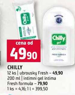 Chilly gel 12 ks ubrousky Fresh 200 ml intimní gel intima Fresh formula Terno