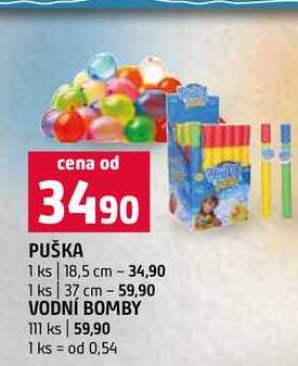 PUŠKA 1 ks 18,5 cm 1 ks 37 cm VODNÍ BOMBY 111 ks Terno