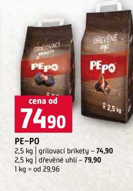 PE-PO 2,5 kg grilovací brikety 2,5 kg dřevěné uhlí Terno