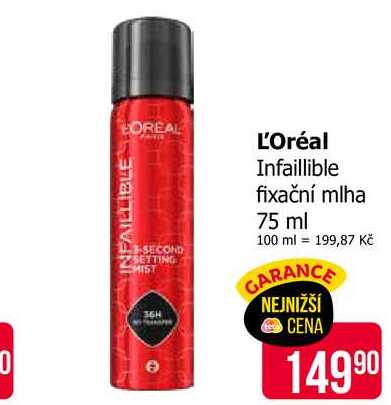 L'Oréal Infaillible fixační mlha 75 ml