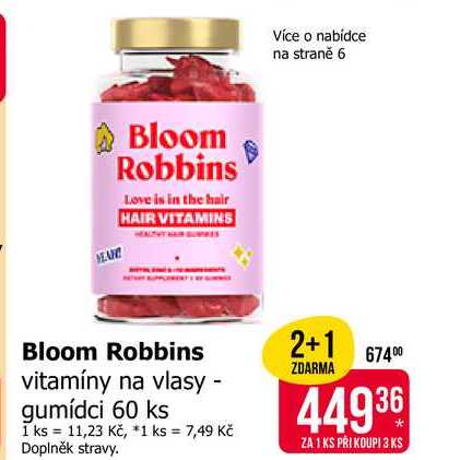 Bloom Robbins vitamíny na vlasy - gumídci 60 ks Teta drogerie