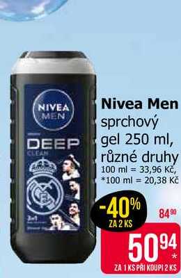 Nivea Men sprchový gel 250 ml, různé druhy Teta drogerie