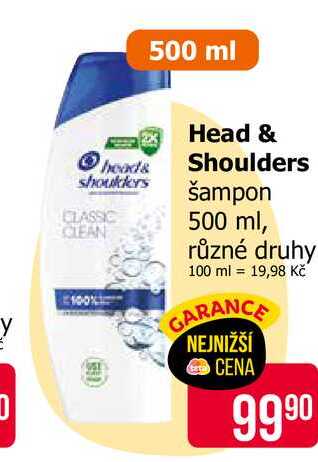 Head & Shoulders Šampon 500ml, vybrané druhy Teta drogerie