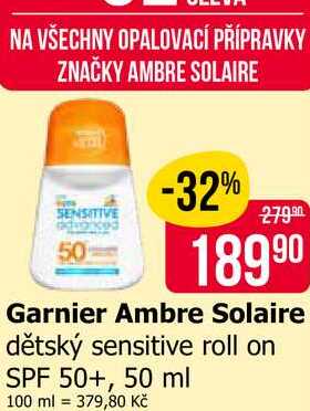 Garnier Ambre Solaire dětský sensitive roll on SPF 50+, 50 ml Teta drogerie