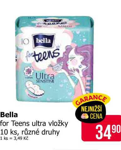 Bella for Teens ultra vložky 10 ks, různé druhy Teta drogerie