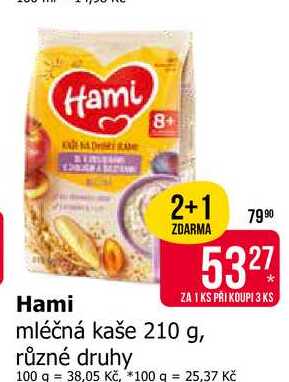 Hami mléčná kaše 210 g, různé druhy Teta drogerie